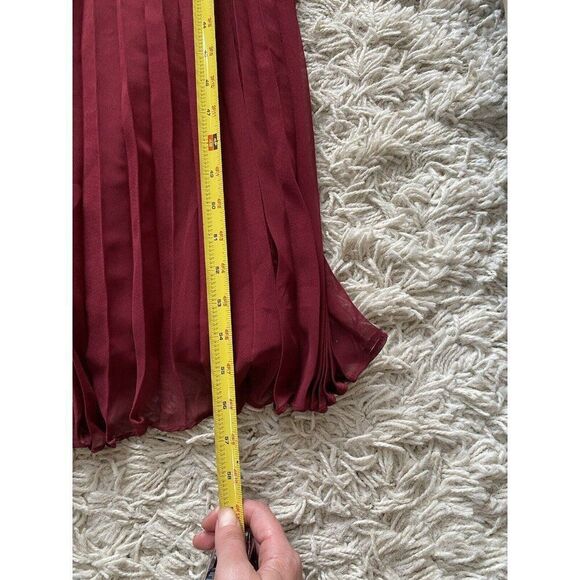 Laundry By Shelli Segal Dress Gown Deep Red Dark Pleated Long Maxi 12 Sleeveless - Picture 5 of 7